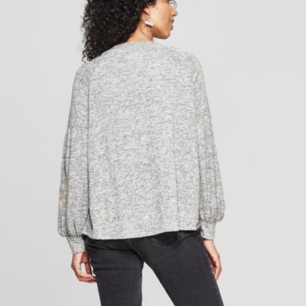 Gray knox rose floral print balloon long sleeve - Picture 2 of 5